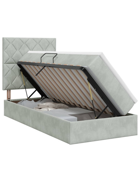 Letto con contenitore e materasso Grigio Chiaro 100 x 200 cm