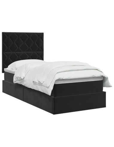 Letto con contenitore e materasso Nero 100 x 200 cm Velluto