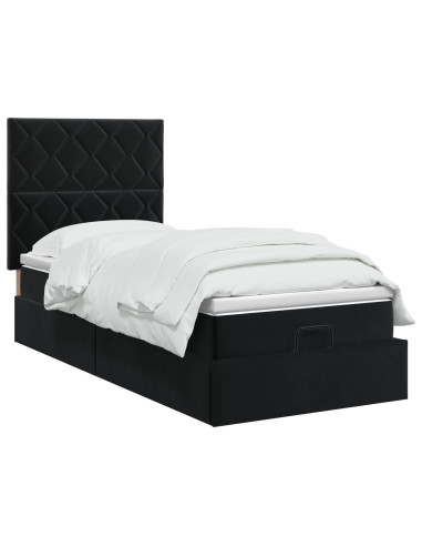 Letto Ottomano con Materasso e LED Nero 80 x 200 cm Velluto