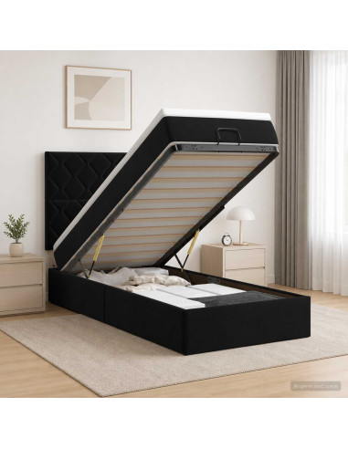 Letto Ottomano con Materasso e LED Nero 80 x 200 cm Velluto