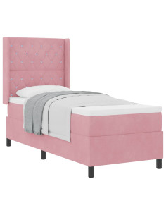Letto a molle con materasso Rosa 80 x 200 cm Velluto 2