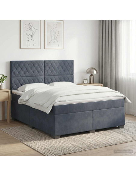 Letto box spring con materasso Grigio Scuro 160 x 200 cm
