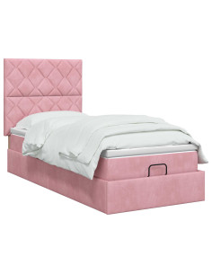 Letto ottomano con materasso Rosa 80 x 200 cm Velluto 2