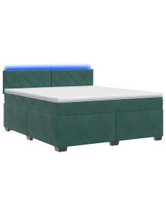 Letto con Box Spring, Materasso e LED Verde Scuro 160 x 200 cm 2