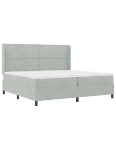 Letto a molle con testiera Grigio chiaro 200 x 200 cm Velluto 2
