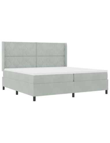 Letto a molle con testiera Grigio chiaro 200 x 200 cm Velluto