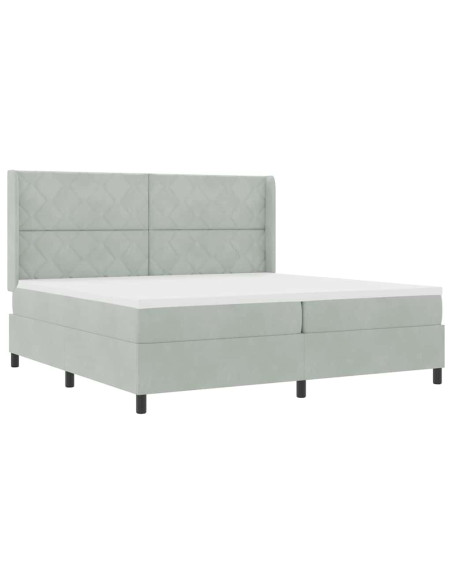 Letto a molle con testiera Grigio chiaro 200 x 200 cm Velluto