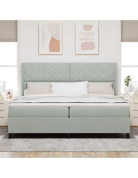 Letto a molle con testiera Grigio chiaro 200 x 200 cm Velluto
