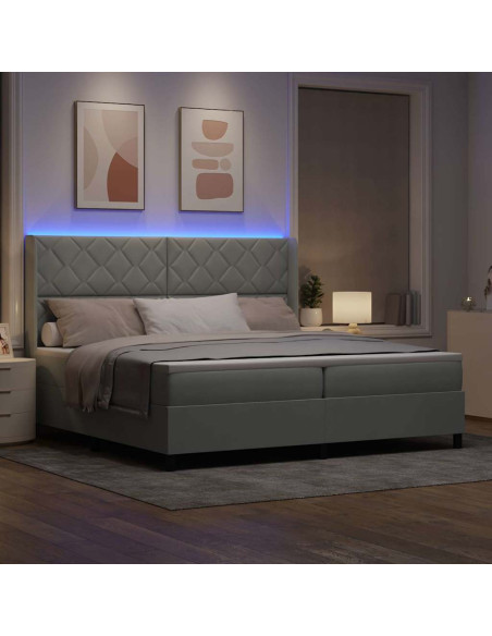Letto a molle con testiera Grigio chiaro 200 x 200 cm Velluto