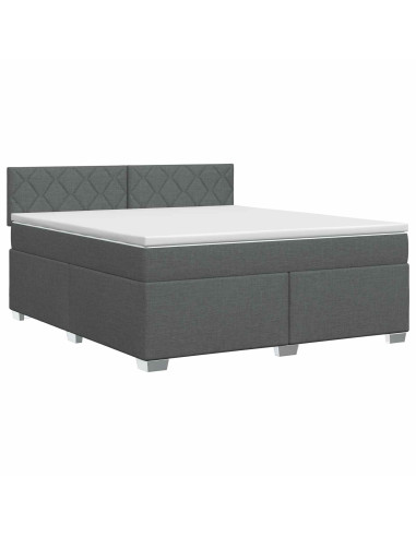 Letto box spring con materasso Grigio Scuro 160 x 200 cm