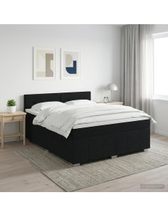 Letto box spring con materasso Nero 140 x 190 cm Tessuto