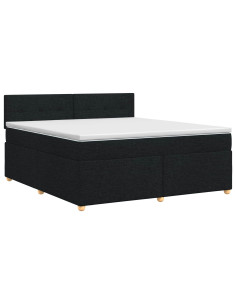 Letto box spring con materasso Nero 140 x 190 cm Tessuto 2