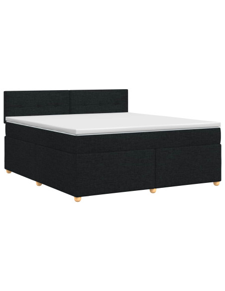 Letto box spring con materasso Nero 140 x 190 cm Tessuto
