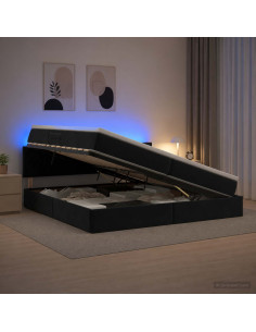 Letto con contenitore LED e materasso Nero 200 x 200 cm Velluto