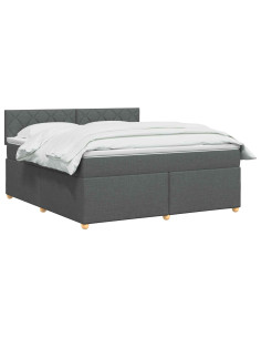 Letto box spring con materasso Grigio Scuro 160 x 200 cm 2