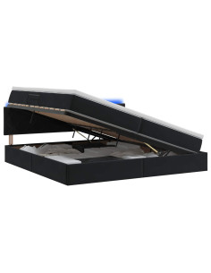 Letto con contenitore LED e materasso Nero 200 x 200 cm Velluto 2