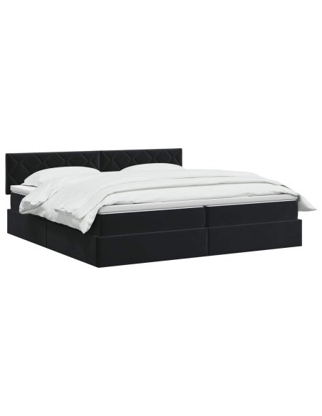Letto con contenitore LED e materasso Nero 200 x 200 cm Velluto