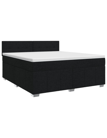 Letto box spring con materasso Nero 140 x 200 cm Tessuto