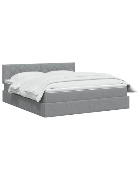 Letto con contenitore LED e materasso Grigio Chiaro