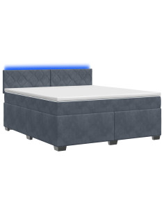Letto con Box Spring, Materasso e LED Grigio Scuro 180 x 200 cm 2