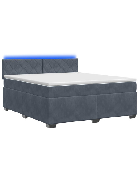 Letto con Box Spring, Materasso e LED Grigio Scuro 180 x 200 cm