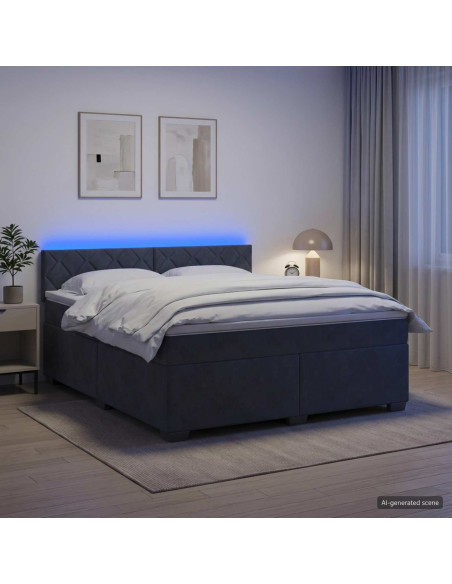 Letto con Box Spring, Materasso e LED Grigio Scuro 180 x 200 cm
