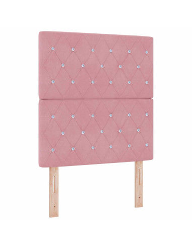 Letto a Sorgente LED con materasso Rosa 80 x 200 cm Velluto