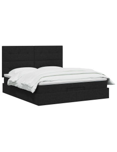 Letto ottomano con materasso Nero 140 x 190 cm Tessuto 2