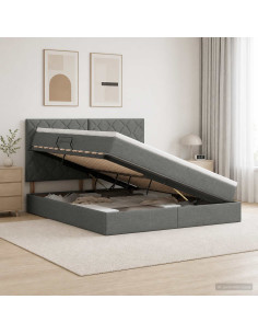 Letto con contenitore e materasso Grigio Scuro 180 x 200 cm