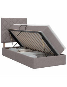 Letto con contenitore e materasso Tortora 90 x 190 cm Tessuto 2
