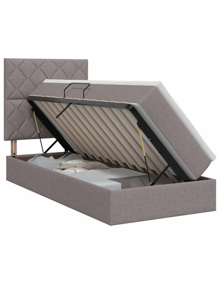 Letto con contenitore e materasso Tortora 90 x 200 cm Tessuto