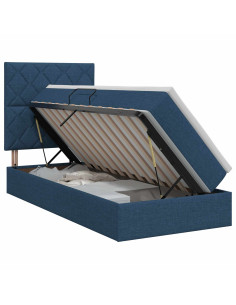 Letto con contenitore e materasso Blu 90 x 200 cm Tessuto 2