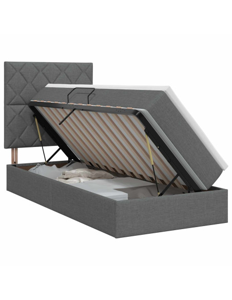 Letto con contenitore e materasso Grigio Scuro 100 x 200 cm