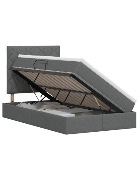 Letto con contenitore e materasso Grigio Scuro 120 x 200 cm