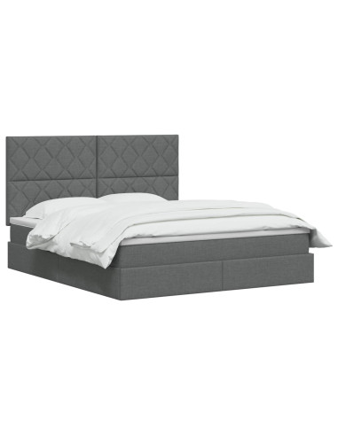 Letto con contenitore e materasso Grigio Scuro 160 x 200 cm