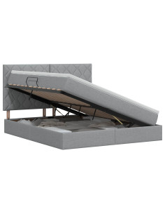 Letto con contenitore e materasso Grigio Chiaro 180 x 200 cm 2