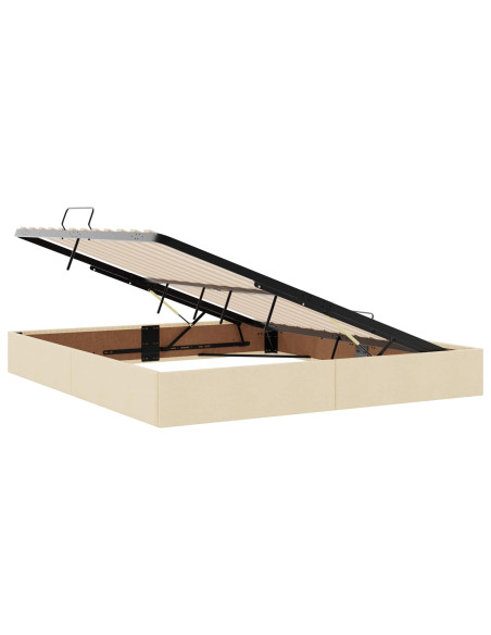 Letto con contenitore e materasso Crema 180 x 200 cm Tessuto