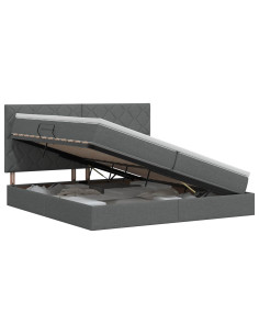 Letto con contenitore e materasso Grigio Scuro 200 x 200 cm 2