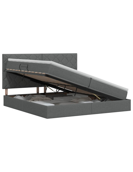 Letto con contenitore e materasso Grigio Scuro 200 x 200 cm