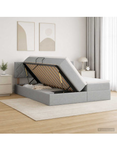 Letto con contenitore LED e materasso Grigio Chiaro