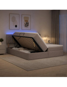 Letto con contenitore LED e materasso Tortora 180 x 200 cm