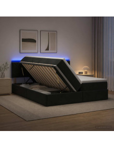 Letto con contenitore LED e materasso Nero 200 x 200 cm Velluto