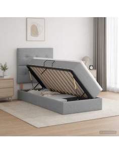 Letto con contenitore e materasso Grigio Chiaro 100 x 200 cm