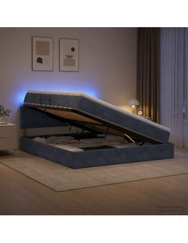 Letto con contenitore LED e materasso Grigio Scuro 180 x 200 cm