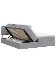 Letto con contenitore LED e materasso Grigio Chiaro 2