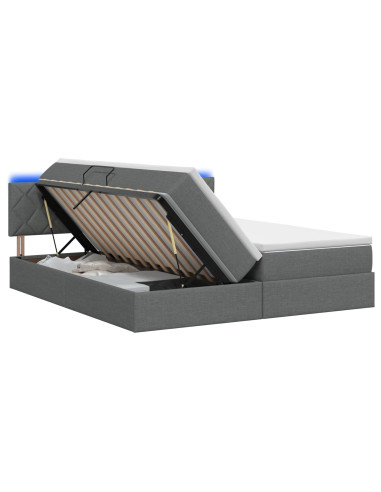 Letto con contenitore LED e materasso Grigio Scuro 180 x 200 cm