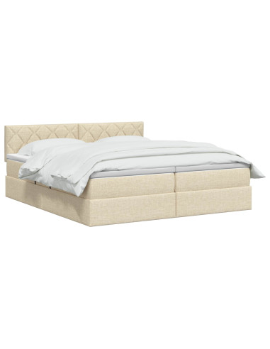 Letto con contenitore LED e materasso Crema 180 x 200 cm