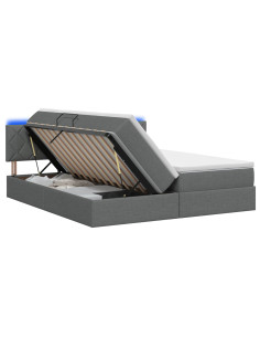 Letto con contenitore LED e materasso Grigio Scuro 200 x 200 cm 2