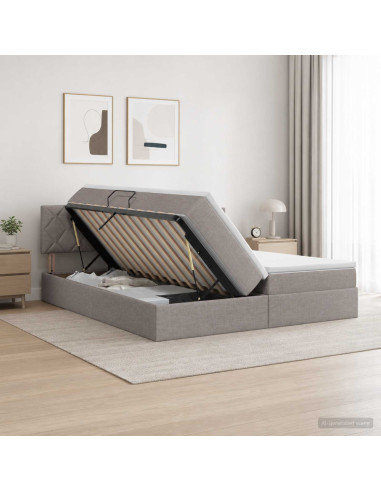 Letto con contenitore LED e materasso Tortora 200 x 200 cm