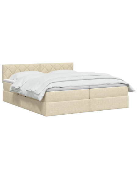 Letto con contenitore LED e materasso Crema 200 x 200 cm